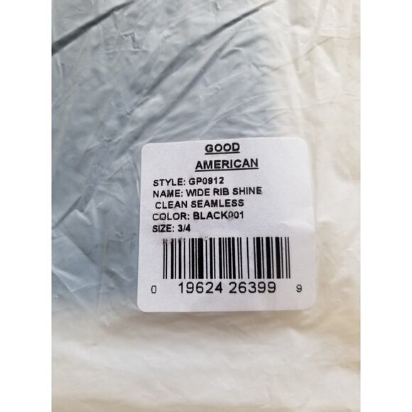 GOOD AMERICAN Wide Rib Shine Seamless Compression Leggings Black 3/4 = L/XL - Picture 11 of 11